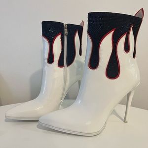 Azalea Wang White Stiletto Flame Boots